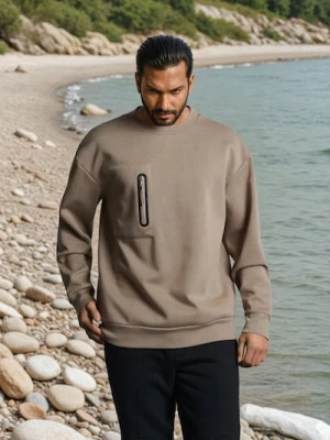 Sinsay - Bluza crewneck - brązowy