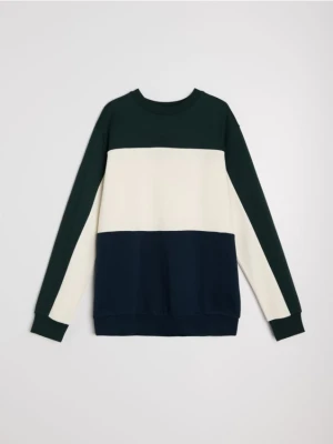Sinsay - Bluza crewneck color-block - zielony