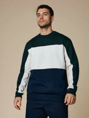 Sinsay - Bluza crewneck color-block - zielony