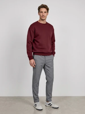 Sinsay - Bluza crewneck comfort fit z domieszką bawełny - bordowy