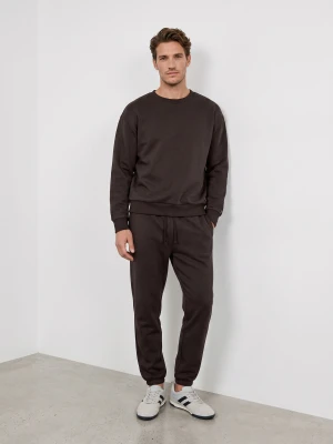 Sinsay - Bluza crewneck comfort fit z domieszką bawełny - brązowy