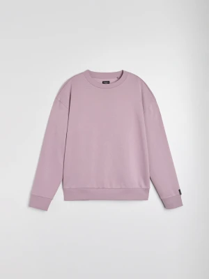 Sinsay - Bluza crewneck comfort fit z domieszką bawełny - różowy