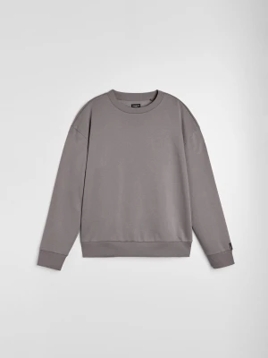 Sinsay - Bluza crewneck comfort fit z domieszką bawełny - szary