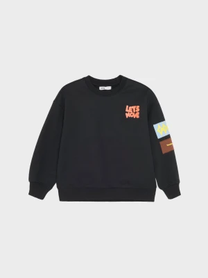 Sinsay - Bluza crewneck loose z bawełną i naszywkami - czarny