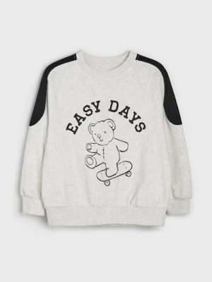Sinsay - Bluza crewneck loose z nadrukiem misia - szary