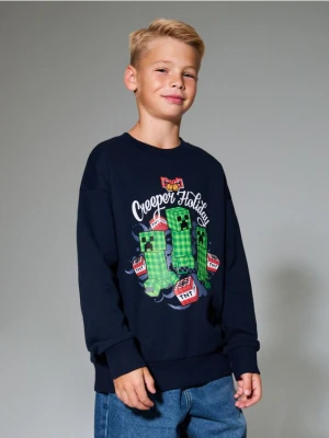 Sinsay - Bluza crewneck Minecraft - granatowy