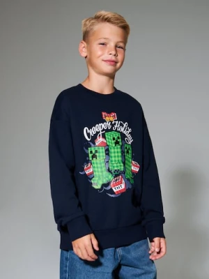 Sinsay - Bluza crewneck Minecraft - granatowy