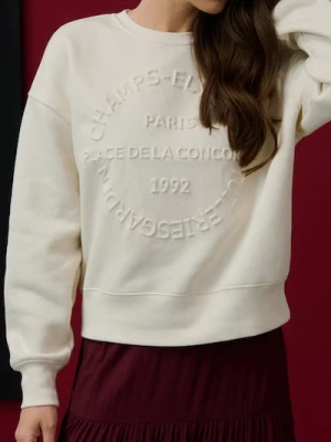 Zdjęcie produktu Sinsay - Bluza crewneck oversize z napisem - kremowy
