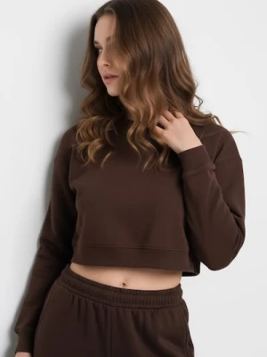 Sinsay - Bluza crewneck regular - brązowy