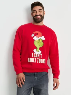 Sinsay - Bluza crewneck regular Grinch - czerwony