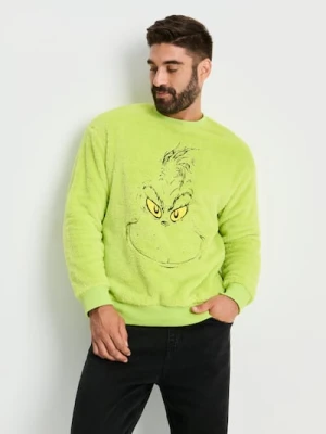 Sinsay - Bluza crewneck regular z misiem Grinch - zielony