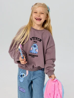 Sinsay - Bluza crewneck Stitch - fioletowy