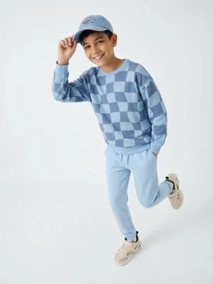 Sinsay - Bluza crewneck w kratę - niebieski