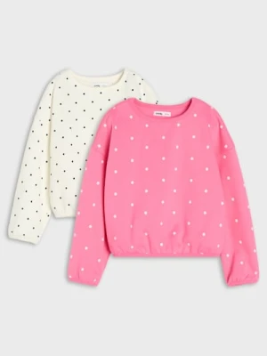 Sinsay - Bluza crewneck w kropki 2 pack - wielobarwny