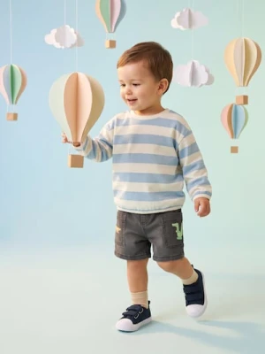 Sinsay - Bluza crewneck w paski - kremowy