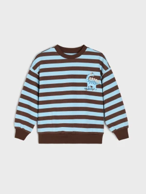 Sinsay - Bluza crewneck w paski z motywem dinozaura - wielobarwny