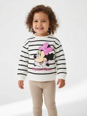 Sinsay - Bluza crewneck w paski z nadrukiem Minnie Mouse - kremowy