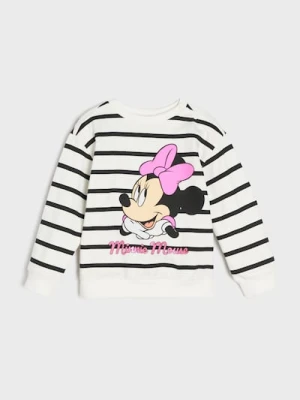 Sinsay - Bluza crewneck w paski z nadrukiem Minnie Mouse - kremowy