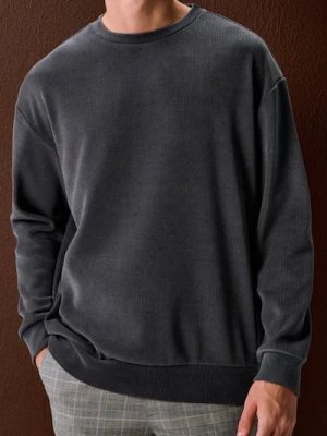 Sinsay - Bluza crewneck w prążki - szary