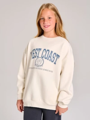 Sinsay - Bluza crewneck w stylu akademickim - kremowy