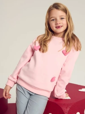 Sinsay - Bluza crewneck z aplikcacjami 3D - różowy