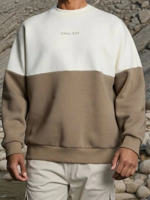 Sinsay - Bluza crewneck z bawełną - brązowy