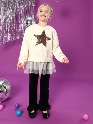 Sinsay - Bluza crewneck z cekinami - kremowy