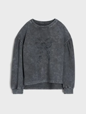 Sinsay - Bluza crewneck z efektem sprania - szary