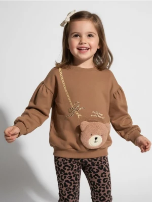 Sinsay - Bluza crewneck z elementami 3D - brązowy