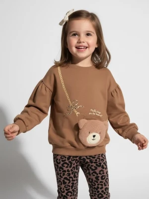 Sinsay - Bluza crewneck z elementami 3D - brązowy