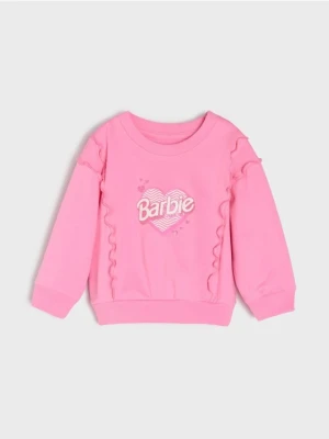 Sinsay - Bluza crewneck z falbanami Barbie - różowy