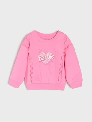 Sinsay - Bluza crewneck z falbanami Barbie - różowy