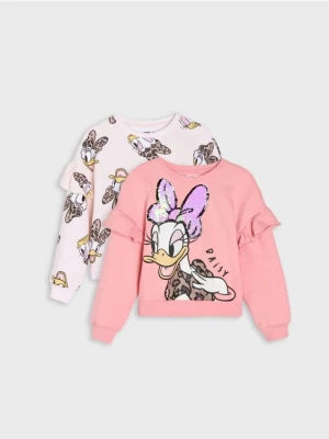 Sinsay - Bluza crewneck z falbanami Daisy 2 pack - różowy