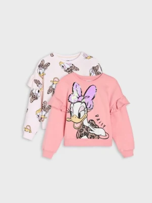 Sinsay - Bluza crewneck z falbanami Daisy 2 pack - różowy