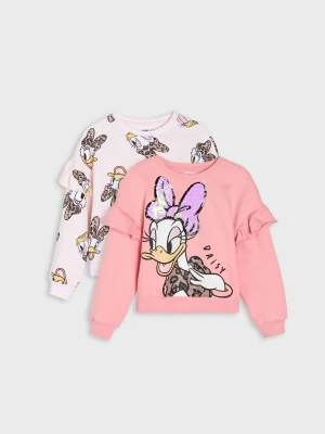 Sinsay - Bluza crewneck z falbanami Daisy 2 pack - różowy