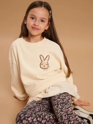 Sinsay - Bluza crewneck z falbanami - kremowy