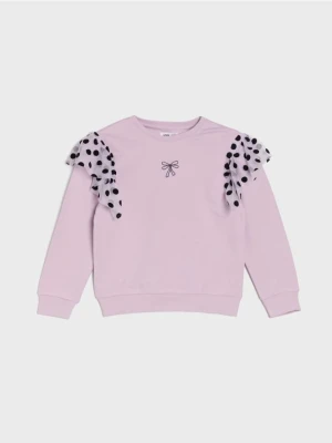 Sinsay - Bluza crewneck z falbankami - fioletowy
