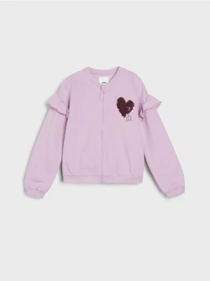 Sinsay - Bluza crewneck z falbankami - niebieski