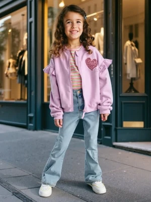 Sinsay - Bluza crewneck z falbankami - niebieski