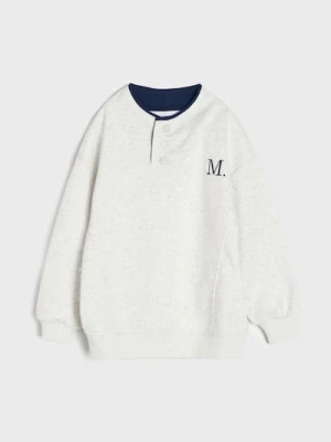 Sinsay - Bluza Crewneck z guzikami przy dekolcie - szary