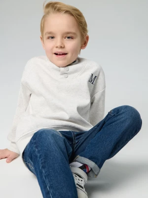 Sinsay - Bluza Crewneck z guzikami przy dekolcie - szary
