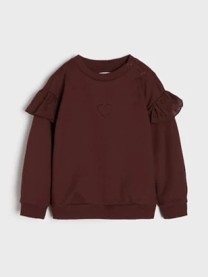 Sinsay - Bluza crewneck z haftem - kremowy