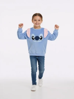 Sinsay - Bluza crewneck z haftem Stitch - niebieski