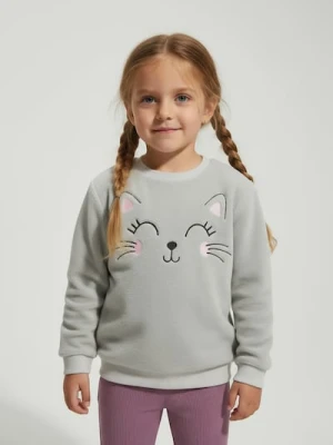 Sinsay - Bluza crewneck z haftem - szary