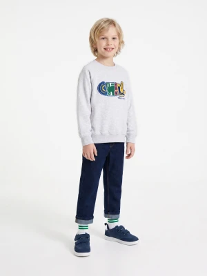 Sinsay - Bluza crewneck z haftem - szary