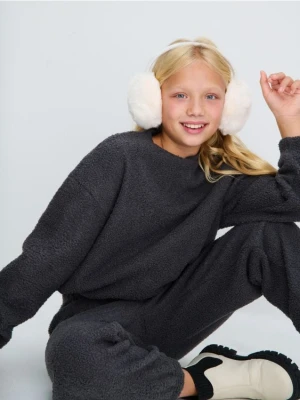 Sinsay - Bluza crewneck z imitacji baranka - szary