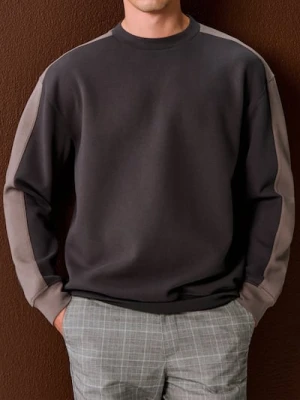 Sinsay - Bluza crewneck z lampasami - szary