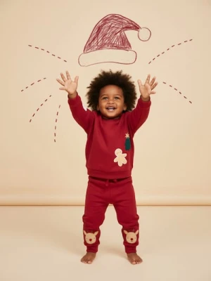 Sinsay - Bluza crewneck z motywem świątecznym - bordowy