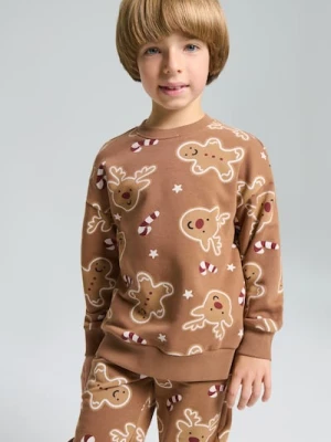 Sinsay - Bluza crewneck z motywem świątecznym - brązowy
