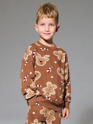 Sinsay - Bluza crewneck z motywem świątecznym - brązowy